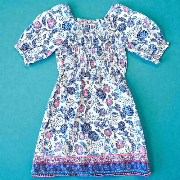 Old Navy Other - Old Navy Girl Dress Sz L Blue Floral Boho Peasant FairyCore Puff Slv Cottagecore